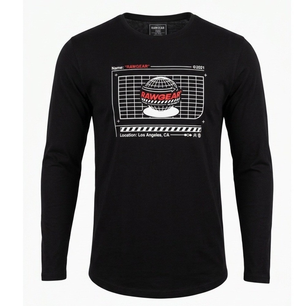 Rawgear Mens Black Graphic Long Sleeve T-Shirt RG440 Los Angeles Size Large NWT